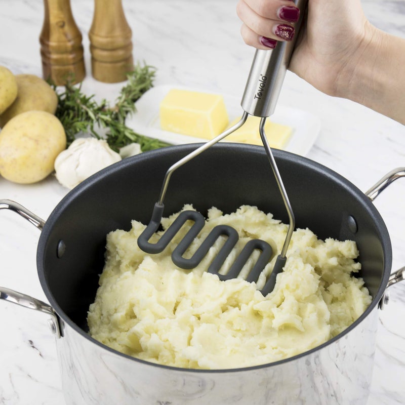 Tovolo Silicone Potato  Stainless Steel Handle & Core  Food Mashers Kitchen Utensil  Vegetable Ricer & Avocado Blender  Scratch Heat-Resistant  Charcoal - Image 2